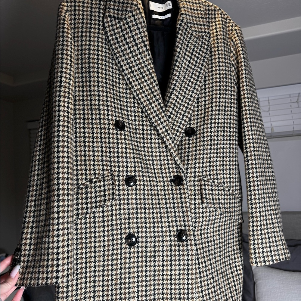 Mango Houndstooth Wool Blazer
